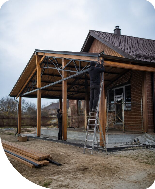 Пристройка навеса к дому и участку в Дагестанских Огнях под ключ